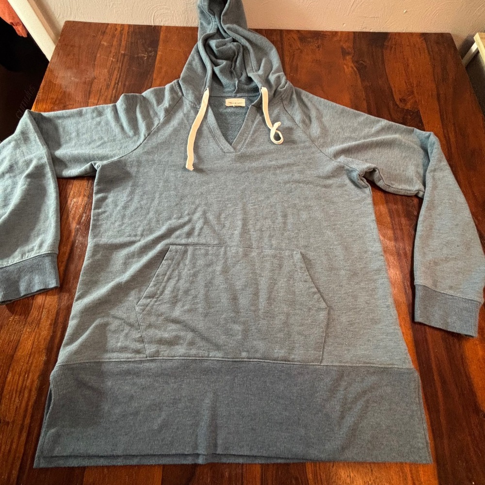 Thread & Supply Womens Blue Fusion Heather V-Neck Hoodie Sweatshirt Medium T2034